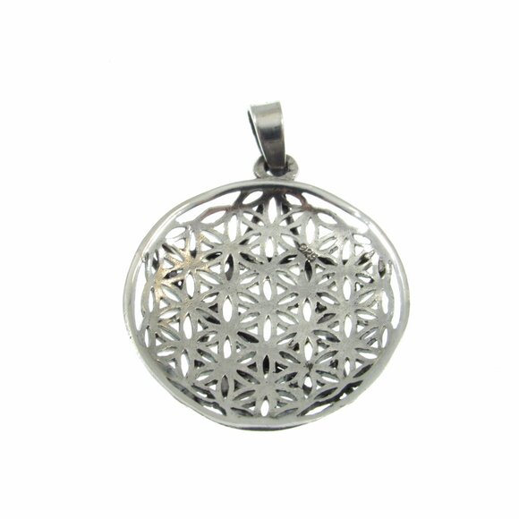 Handcrafted Solid 925 Sterling Silver Flower of Life Pentacle Pentagram Pendant - Picture 6 of 6
